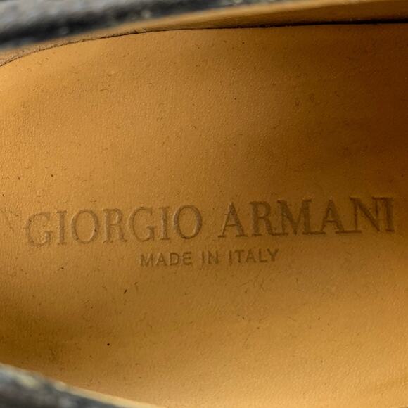 GIORGIO ARMANI Size 11 Brown Perforated Leather Monk Strap Loafers main image 5